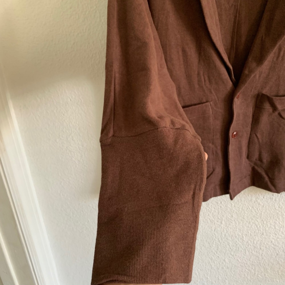 Pact Womens Brown‎ Organic Cotton Blazer Cardigan Sweater Size S Notched Lapel - Picture 4 of 5
